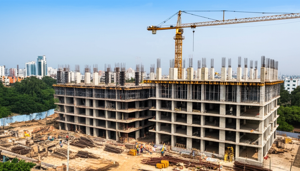 Construction site in Coimbatore by Lion Build Management